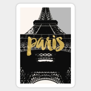 Paris Eiffel Tower, Black and White with Gold Sticker